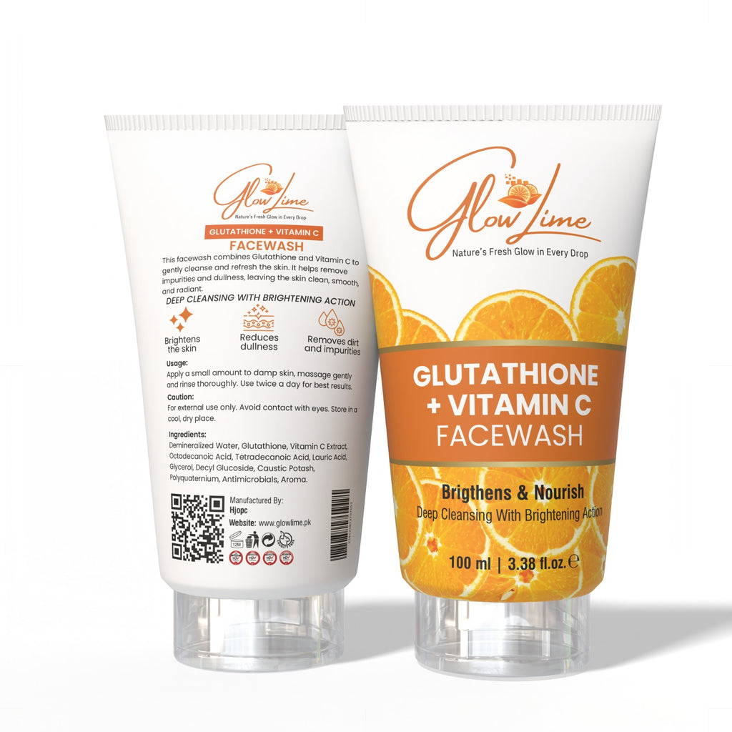Glow Lime Glutathione + Vitamin C Face Wash | Brightening & Deep Cleansing Face Cleanser (100ml)